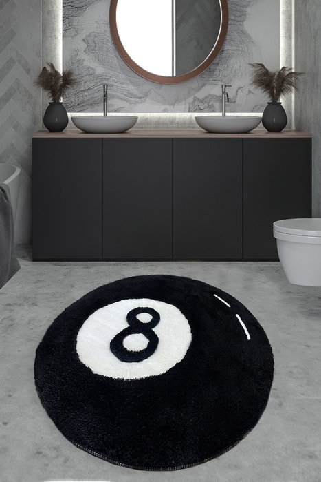 Mijölnir Alfombrilla de baño Billar Blanco y Negro Mijölnir Alfombrilla de baño Billar Blanco y Negro